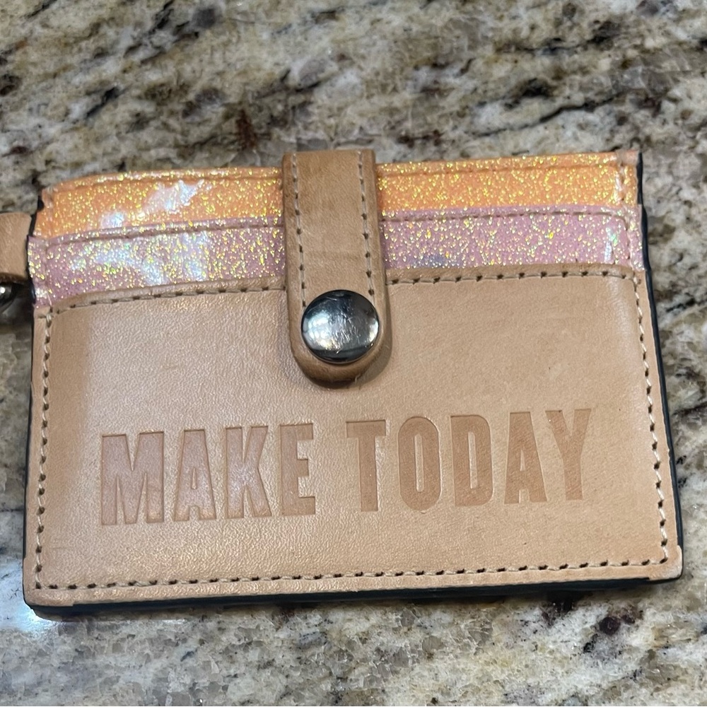 Consuela Tan Card Holder with Glitter Accents